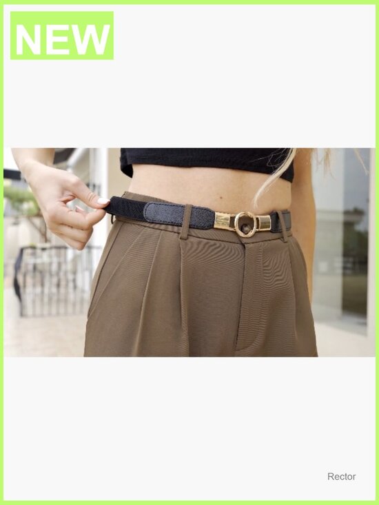 Set of 4 Stretchy Skinny Waist Belts with Gold Buckle for Dresses main image 4